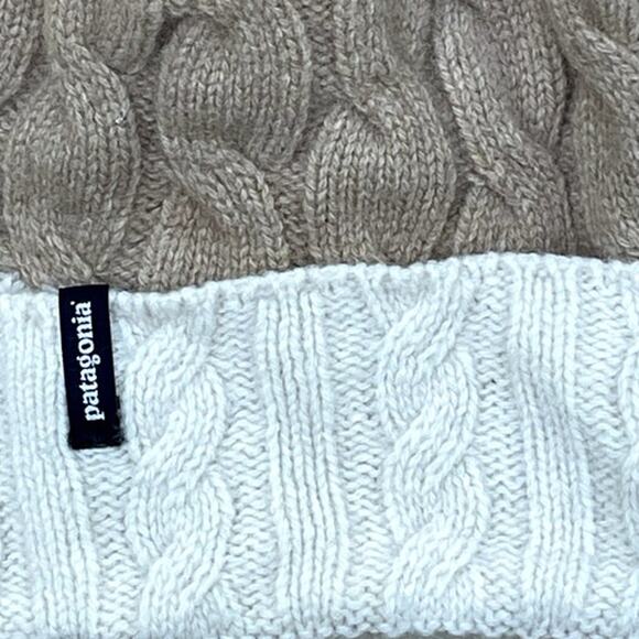 Patagonia Breaks Pom Beanie Hat Womens One Size Knit Brown Merino Wool Blend - Picture 3 of 6